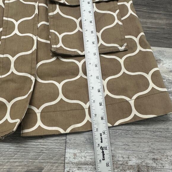 Boden Think the Rainy Day Moroccan Brown White Womens 6 Toggle Trench Rain Coat - Picture 7 of 9